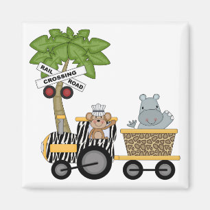 Affe-und Flusspferd-Zug-T-Shirts und Geschenke Magnet