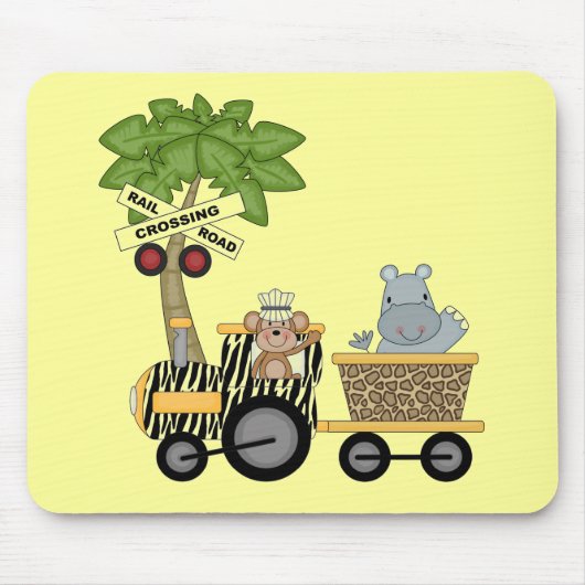 Affe-und Flusspferd-Zug-T-Shirts und Geschenke Mousepad (Vorne)