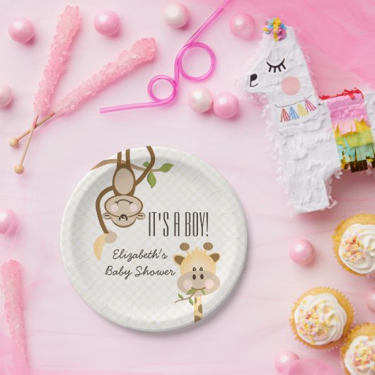 Affe-und Giraffen-Safari-Dschungel-Babyparty Pappteller (Party)