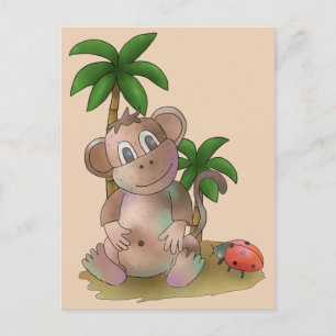 Affe und Marienkäfer Postkarte