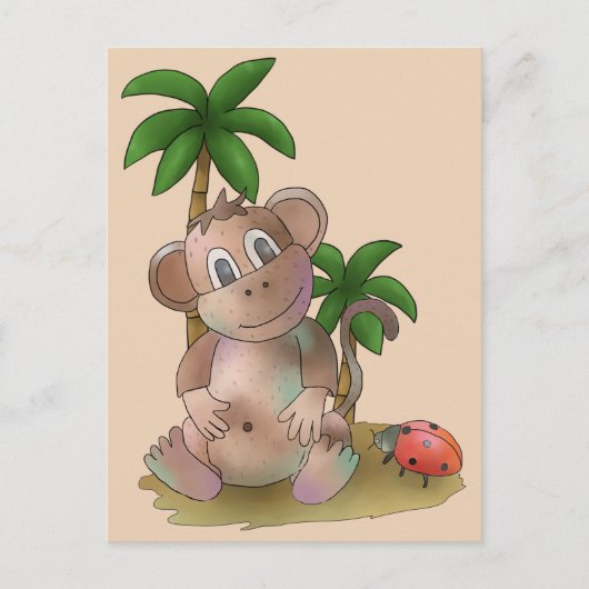 Affe und Marienkäfer Postkarte (Vorderseite)