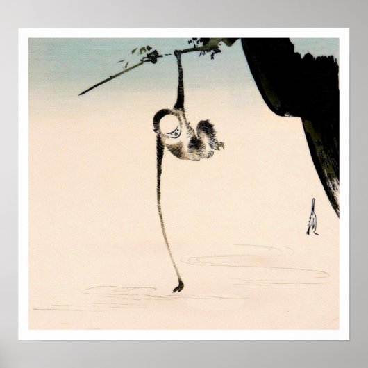 Affe und Mondreflektion Poster (Vorne)