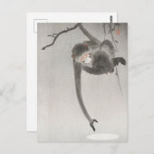 Affe und Mondreflektion von Ohara Koson Postkarte (Vorne/Hinten)