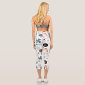 Affe und Musikmuster Capri Leggings (Rückseite)