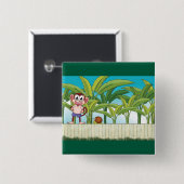 Affe und Schnecke im tropischen Dschungel Button (Vorne & Hinten)