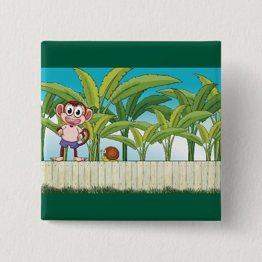 Affe und Schnecke im tropischen Dschungel Button (Vorderseite)