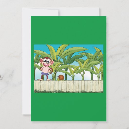 Affe und Schnecke im tropischen Dschungel Einladung (Vorderseite)