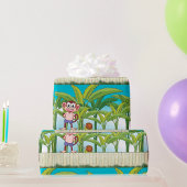 Affe und Schnecke im tropischen Dschungel Geschenkpapier