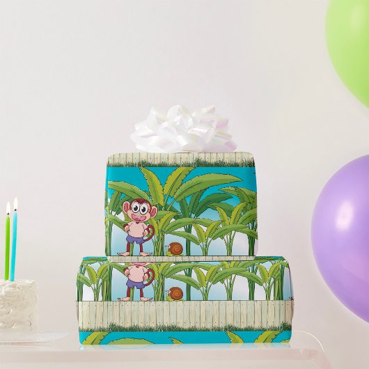 Affe und Schnecke im tropischen Dschungel Geschenkpapier