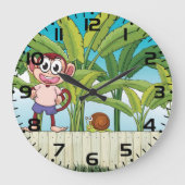 Affe und Schnecke im tropischen Dschungel Große Wanduhr (Vorderseite)