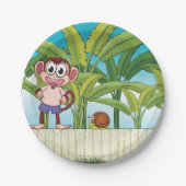 Affe und Schnecke im tropischen Dschungel Pappteller (Vorderseite)