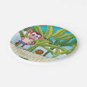 Affe und Schnecke im tropischen Dschungel Pappteller (Schrägansicht)