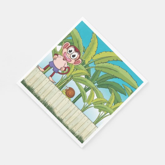 Affe und Schnecke im tropischen Dschungel Serviette (Ecke)