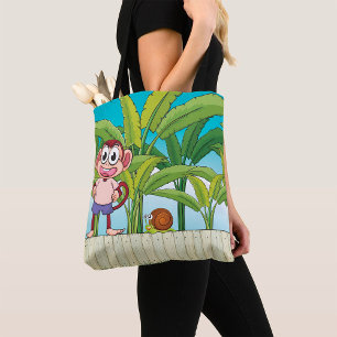 Affe und Schnecke in einer tropischen Dschungelsze Tasche