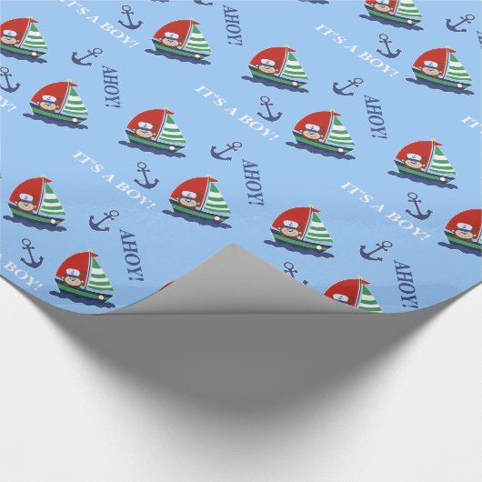 Affe-und Segelboot-Packpapier (besonders Geschenkpapier (Ecke)