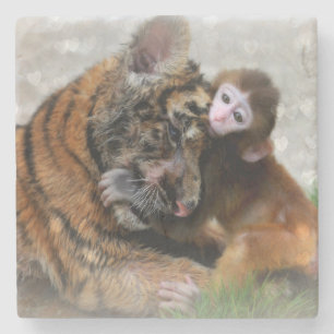 Affe und Tiger Steinuntersetzer