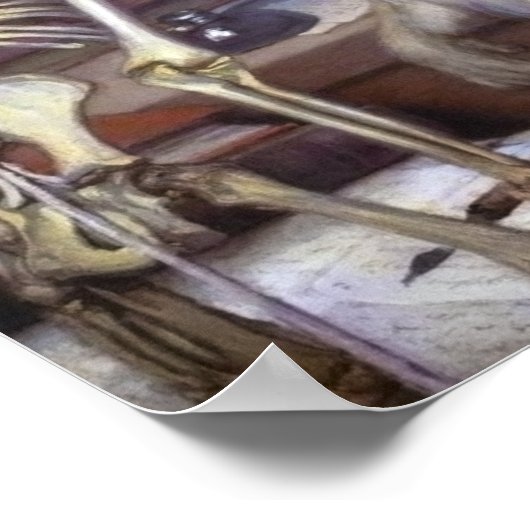 Affe vor Skelett Poster (Ecke)