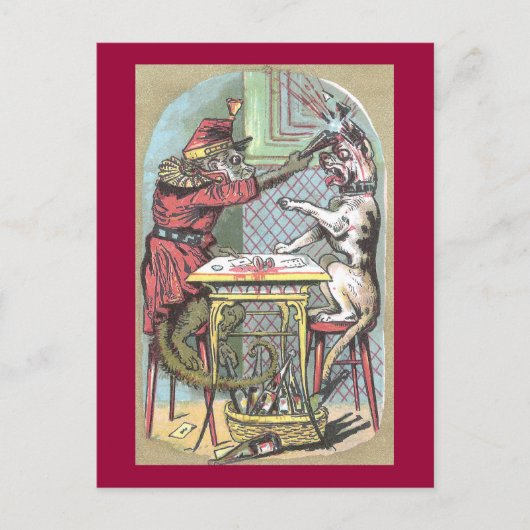 Affe Wallops Bulldog mit Weinflasche Postkarte (Vorderseite)