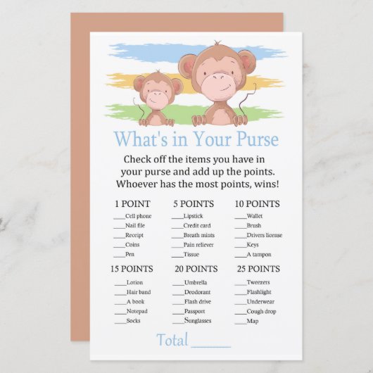 Affe Was ist in deinem Geldbörsenspiel? (Vorne/Hinten)