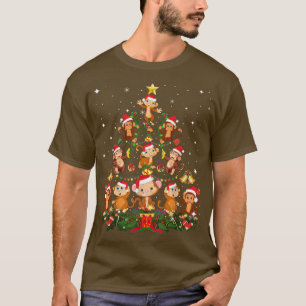 Affe Weihnachtsbaum Niedliches Weihnachtslicht Wei T-Shirt