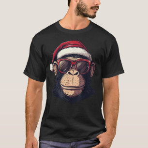 Affe Weihnachtsmannmütze Schimpanse Affenliebhaber T-Shirt