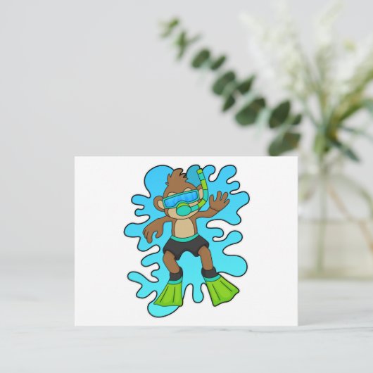 Affe wie Tauchen mit Schnorchel Postkarte (Stehend Vorderseite)