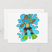 Affe wie Tauchen mit Schnorchel Postkarte (Vorne/Hinten)