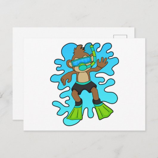 Affe wie Tauchen mit Schnorchel Postkarte (Vorne/Hinten)