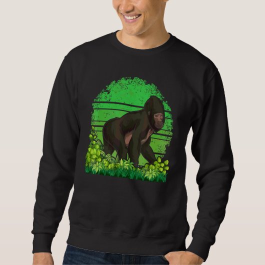 Affe Wildtiere Gorilla Menschenaffe Retro Gorill Sweatshirt (Vorderseite)