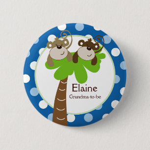 AFFE-ZEIT-BLAUER NAMENSSCHILD Gewohnheits-Knopf Button