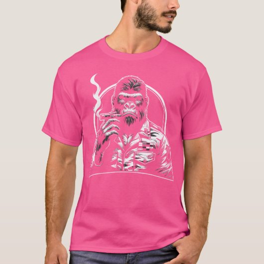 Affe Zigarre Gorilla raucht Zigarre T-Shirt (Vorderseite)
