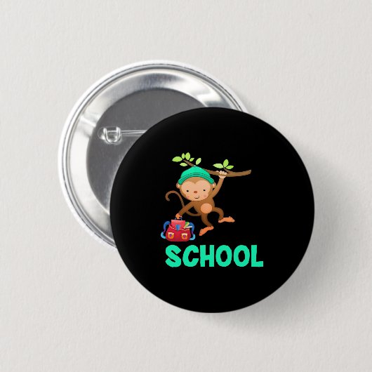 Affe zurück zur Schule Button (Vorne & Hinten)