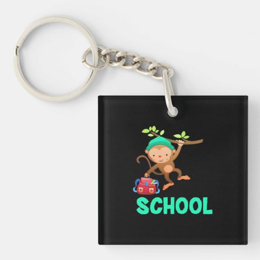 Affe zurück zur Schule Schlüsselanhänger (Vorderseite)