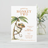 Affe zwei zweite Geburtstag Einladung (Stehend Vorderseite)
