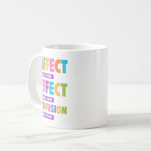 Affect vs Effect Grammar - Funny Word Nerd Geschen Kaffeetasse (Vorderseite Links)