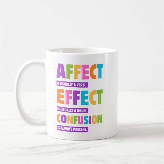 Affect vs Effect Grammar - Funny Word Nerd Geschen Kaffeetasse (Links)