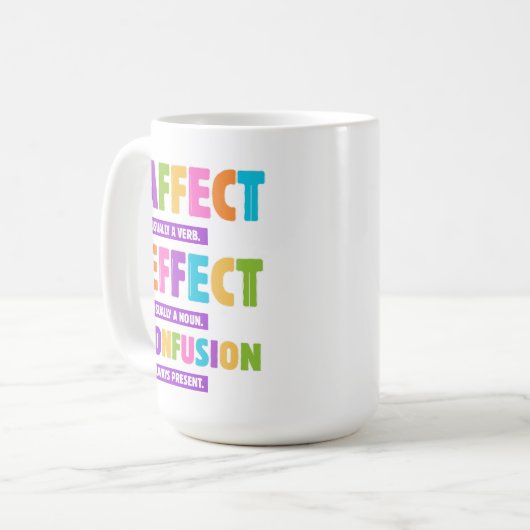 Affect vs Effect Grammar - Funny Word Nerd Geschen Kaffeetasse (Vorderseite Links)