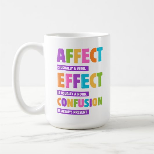 Affect vs Effect Grammar - Funny Word Nerd Geschen Kaffeetasse (Links)