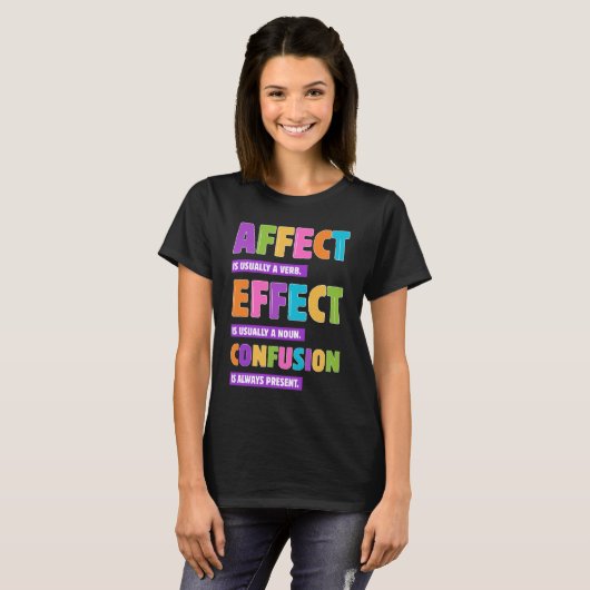 Affect vs Effect Grammar - Funny Word Nerd Geschen T-Shirt (Vorne ganz)