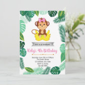 Affemädchen-Party Einladung (Stehend Vorderseite)