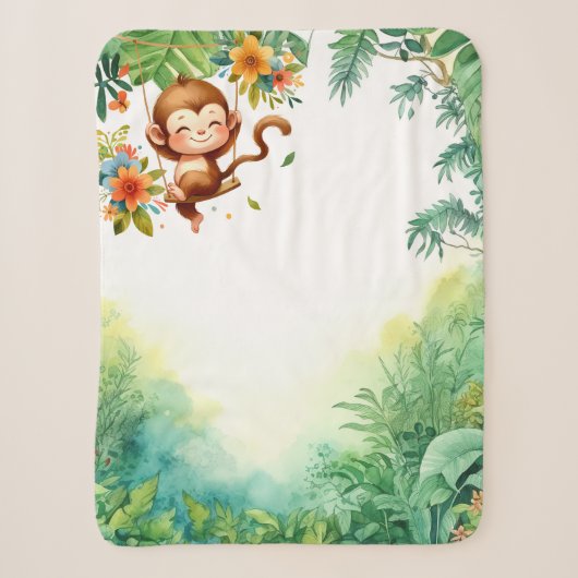 Affen Abenteuer Tummy Time Mat Sherpadecke (Vorderseite)