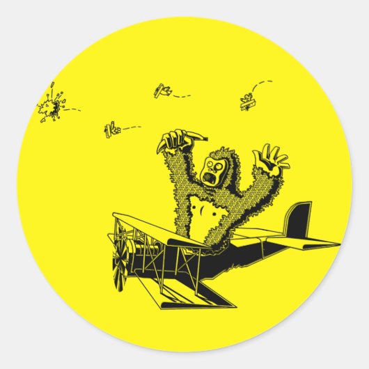 Affen auf Flugzeug Runder Aufkleber (Vorderseite)