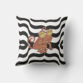 Affen auf Zebra drucken schwarz und weiß Kissen (Rückseite)