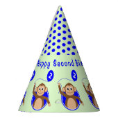 Affen aus 2. Geburtstag, blau grün Partyhütchen (Links)