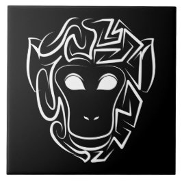 Affen aus schwarzem und weißem Stamm Fliese