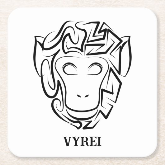 Affen aus schwarzem und weißem Stamm Rechteckiger Pappuntersetzer (Vorderseite)