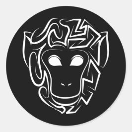 Affen aus schwarzem und weißem Stamm Runder Aufkleber