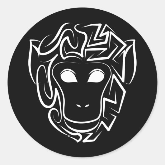 Affen aus schwarzem und weißem Stamm Runder Aufkleber (Vorderseite)