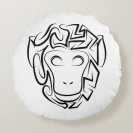 Affen aus schwarzem und weißem Stamm Rundes Kissen