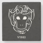 Affen aus schwarzem und weißem Stamm Steinuntersetzer (Vorderseite)